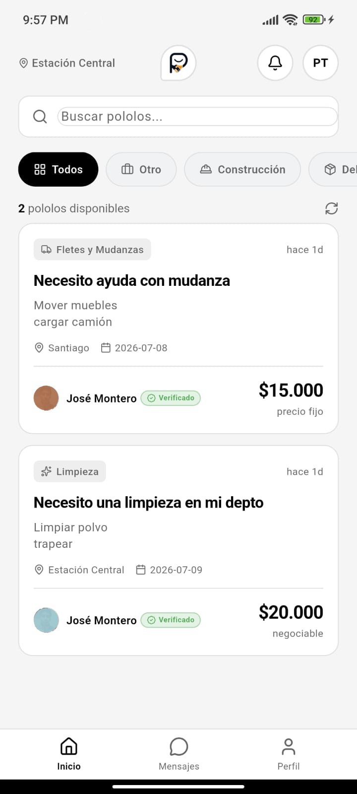 Captura de la app Pololito en modo claro